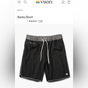 Vuori Banks Shorts 7” Men's XXL Performance Stretch Comfort Athletic V330